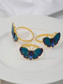 1入組蝴蝶裝飾餐巾環現代昆蟲裝飾鋅合金餐桌餐巾架環