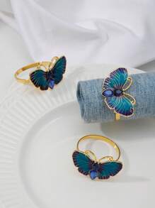 1入組蝴蝶裝飾餐巾環現代昆蟲裝飾鋅合金餐桌餐巾架環