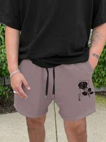 Manfinity Hypemode Quần Short Nam Dây kéo Túi Hoa Lá thư Giải trí - Bụi hồng - Xem 2