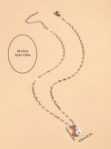 1入組時尚人造珍珠墜飾項鍊適合女士日常裝飾 - 銀色 - 查看 4