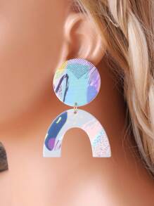 1pc Fashion Geometric Drop Earrings For Women For Daily Decoration - Multicolor - View 1