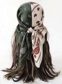 1pc Women Paisley Pattern Fashion Bandana For Daily Life Bandana,Hair Band,Head Band Ideal For Dressing Up Your Look - Army Green - View 2