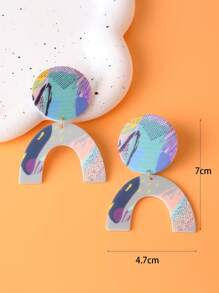 1pc Fashion Geometric Drop Earrings For Women For Daily Decoration - Multicolor - View 4