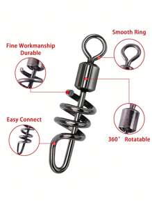 GOTURE 50 pièces pêche baril pivotant haute résistance en acier inoxydable en liège vis pivotant - Argent - Voir 5