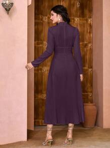 Modelyn Solid Ruched Pleated Hem Dress