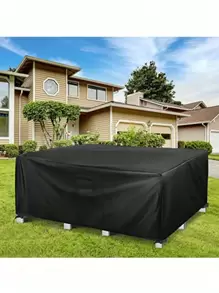 1件装黑色户外花园家具防水罩，适用于沙发、桌子和椅子，防尘厨房防水罩，适用于学校、办公室、家庭、旅行、包袋、收纳、储物厨房装饰 - 黑色 - 查看 4
