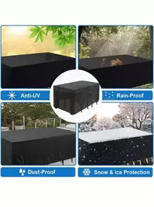 1件装黑色户外花园家具防水罩，适用于沙发、桌子和椅子，防尘厨房防水罩，适用于学校、办公室、家庭、旅行、包袋、收纳、储物厨房装饰 - 黑色 - 查看 5