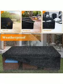 1件装黑色户外花园家具防水罩，适用于沙发、桌子和椅子，防尘厨房防水罩，适用于学校、办公室、家庭、旅行、包袋、收纳、储物厨房装饰 - 黑色 - 查看 7