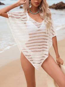 Áo che Nữ cắt màu trơn - trắng - Xem 4