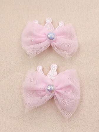 Chicas 2 piezas Horquilla lazo & con diseño de corona dulce & dulce para decoración diaria