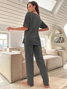 Bộ đồ giản dị Nữ màu trơn - Màu xám đen - Xem 2