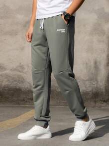 Manfinity Hypemode Quần thể thao Nam Dây kéo Túi Lá thư - Màu xám đen - Xem 1