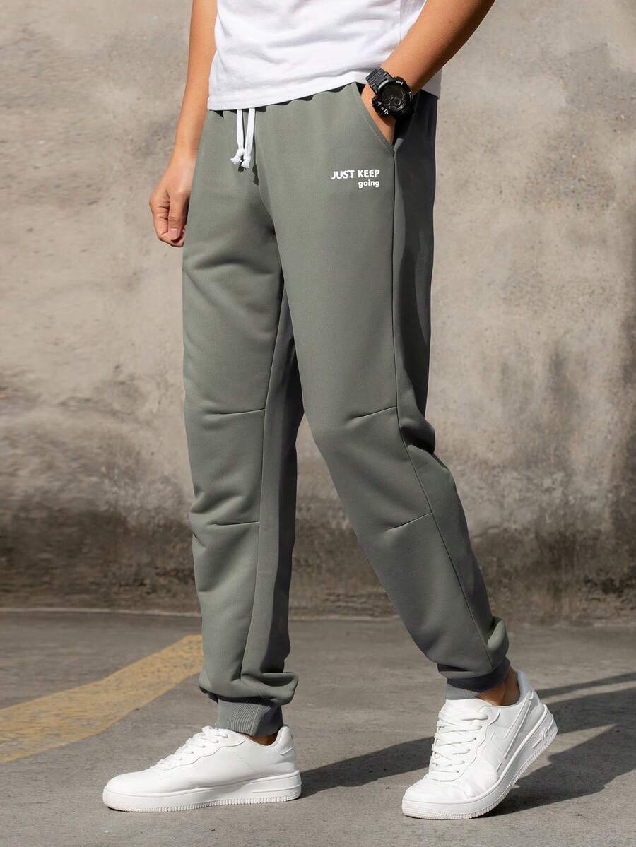 Manfinity Hypemode Quần thể thao Nam Dây kéo Túi Lá thư - Màu xám đen - Xem 1