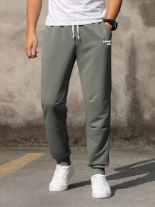 Manfinity Hypemode Quần thể thao Nam Dây kéo Túi Lá thư - Màu xám đen - Xem 3