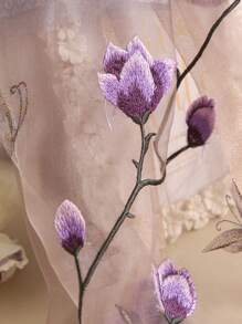 1 chiếc khăn thêu hoa thời trang nữ cho cuộc sống hàng ngày - Màu tím hoa cà - Xem 3