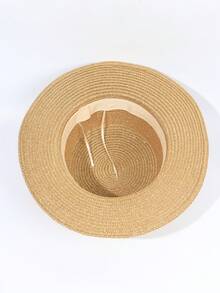 1入組女士編織細節時尚草編帽適用於海灘
