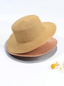1入組女士編織細節時尚草編帽適用於海灘
