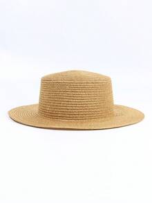 1入組女士編織細節時尚草編帽適用於海灘