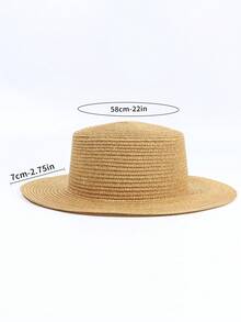 1入組女士編織細節時尚草編帽適用於海灘