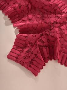 Plus Size Floral Lace Panty - Red - View 6