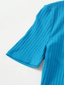 SHEIN BASICS Vestido ajustado tejido de canalé de cuello alto