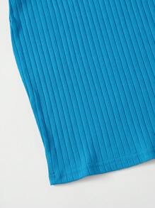 SHEIN BASICS Vestido ajustado tejido de canalé de cuello alto