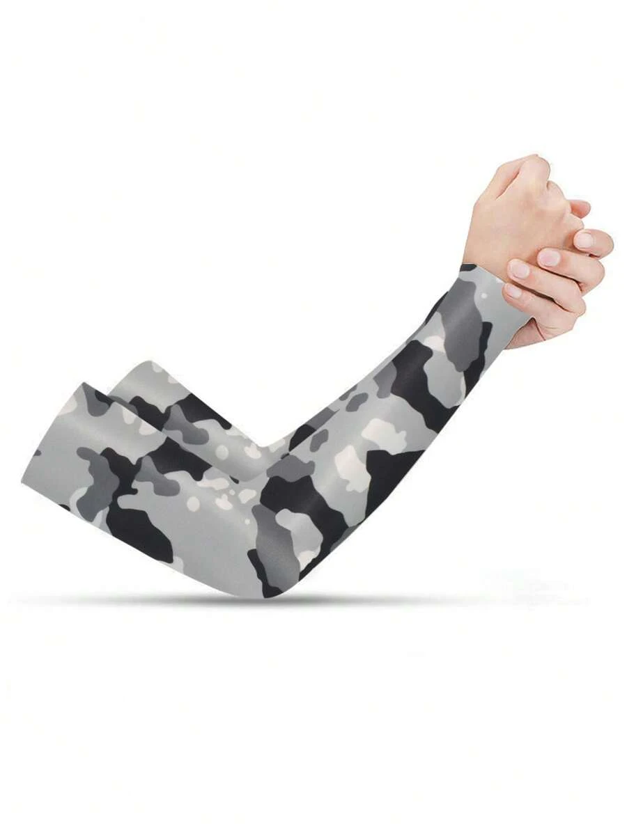 1 pieza Manga protectora contra el sol con impresión de camuflaje, protección solar anti-UV - Gris - Ver 1