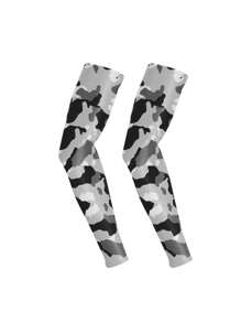 1 pieza Manga protectora contra el sol con impresión de camuflaje, protección solar anti-UV - Gris - Ver 2