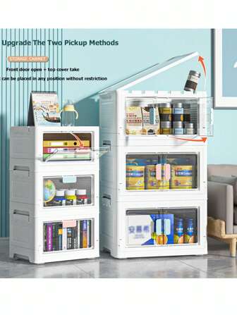 1 个透明可折叠白色收纳盒，多功能防尘书本收纳盒，适用于家庭万圣节装饰万圣节服装秋季装饰节日装饰