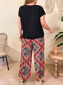 EMERY ROSE Bộ thời trang Plus Size Túi Paisley Họa tiết khăn Boho - Nhiều màu - Xem 2