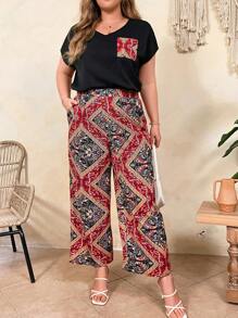 EMERY ROSE Bộ thời trang Plus Size Túi Paisley Họa tiết khăn Boho - Nhiều màu - Xem 4