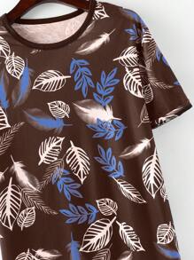 Manfinity RSRT Men Tropical Print Tee - Coffee Brown - View 3