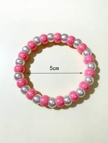 1 件女士仿珍珠和全息亚克力弹性串珠手链