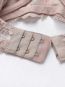 Plus Floral Lace Underwire Bra Lingerie - Apricot - View 6