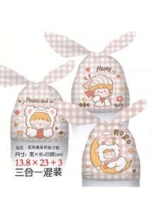 48pcs Plastic Candy Wrapping Bags Cartoon Rabbit Ear Shaped Pouches