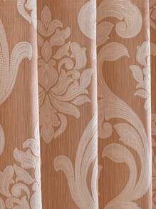 1入組復古花卉圖案米色窗簾家用滌綸遮光窗簾 - 米色 - 查看 2