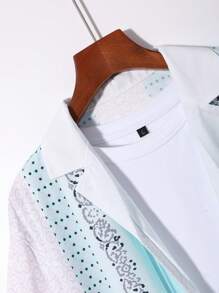 Manfinity RSRT Men Geo Print Shirt & Drawstring Waist Shorts Without Tee - Multicolor - View 5