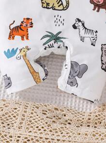 男嬰動物印花Polo領襯衫連體短褲 - 白色 - 查看 5