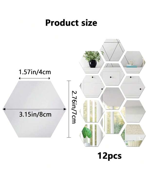 12pcs/set PMMA Mirror Wall Sticker, Modernist Geometric Design Wall Mirror Tile For Home SHEIN USA