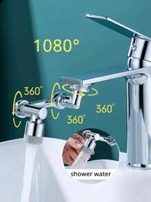 1pc Universal 1080° Rotatable Water Tap Extender - Silver - View 4