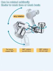 1pc Universal 1080° Rotatable Water Tap Extender - Silver - View 7