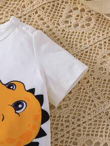 Baby Dinosaur & Letter Graphic Tee & Shorts - Multicolor - View 5