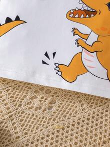 Baby Dinosaur & Letter Graphic Tee & Shorts - Multicolor - View 8