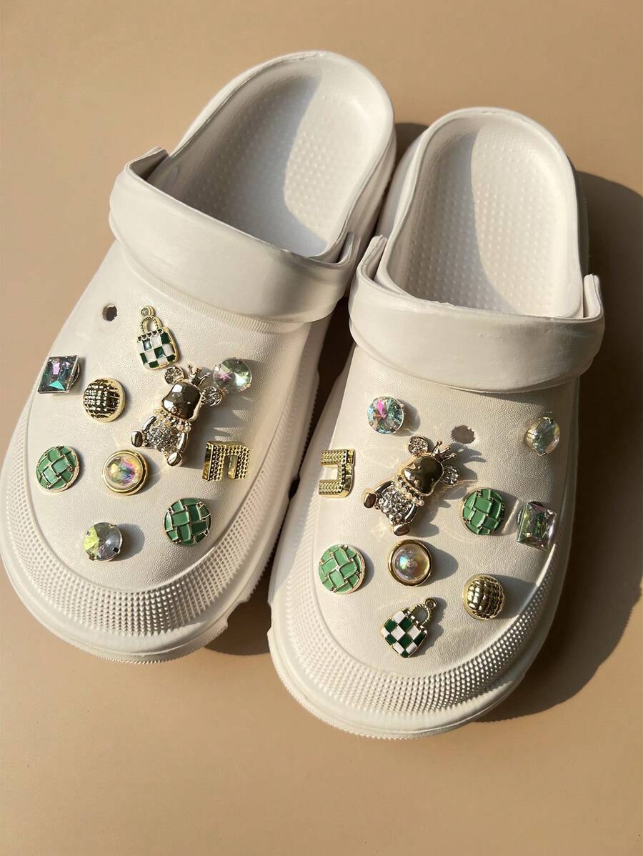 20pcs Rhinestone Decor Bag Design Shoe Decoration, Multicolor Pins PVC Fashionable Accessories For Clogs Slides - Multicolor - View 1