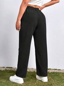 SHEIN Plus High Waist Carrot Jeans - Black - View 2