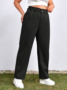 SHEIN Plus High Waist Carrot Jeans - Black - View 3