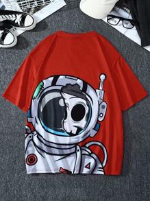 Manfinity EMRG Men Astronaut Print Drop Shoulder Tee - Red - View 3