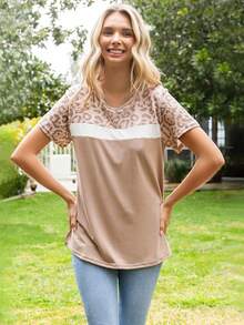 Maglietta con stampa leopardo color block - Multicolore - Visualizzare 4