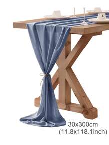 1 PC Chắc Chắn Satin Xanh Dương Dùng Một Lần Chạy Bàn, Hiện Đại Mềm Mại Bàn Bếp Á Hậu Cho Bàn Ăn - Màu xanh lam - Xem 3