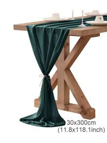 1 PC Chắc Chắn Satin Xanh Đậm Dùng Một Lần Chạy Bàn, Hiện Đại Mềm Mại Bàn Bếp Chạy Cho Bàn Ăn - Màu xanh lá cây đậm - Xem 4